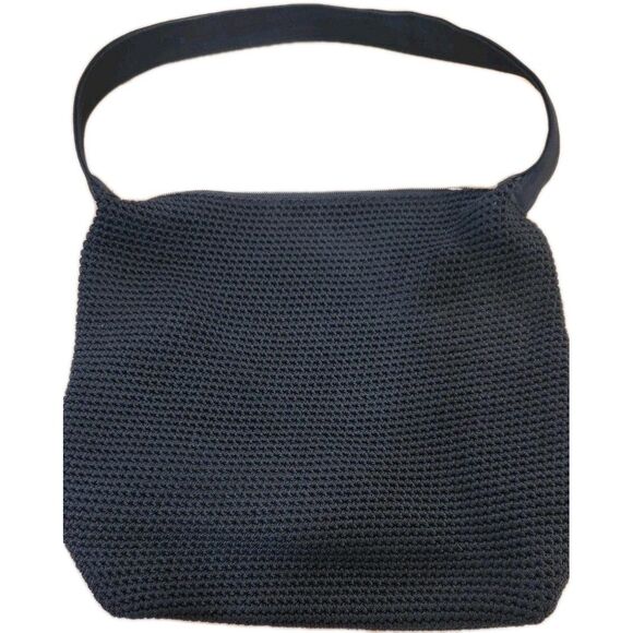 The SAK Crochet Shoulder Strap Hobo Bag Purse Knit Boho Zip Black Elliott Lucca - Picture 2 of 10